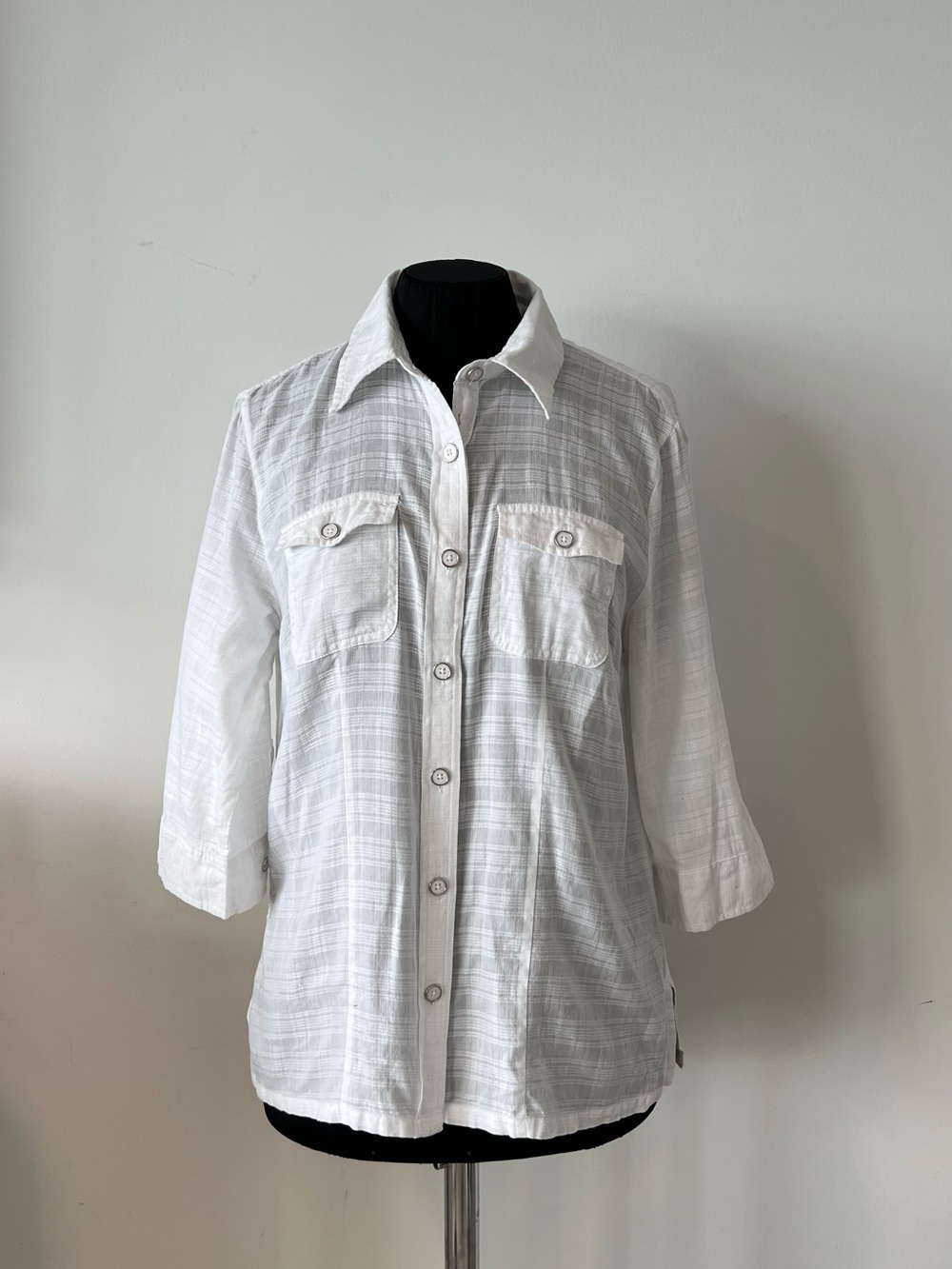 Karen Scott White Button Down Shirt Jacket